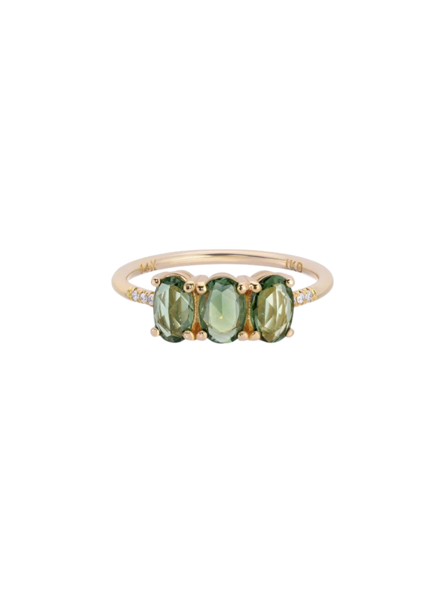 Green sapphire olive equilibrium ring